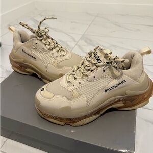Balenciaga Cream Triple S Sneakers